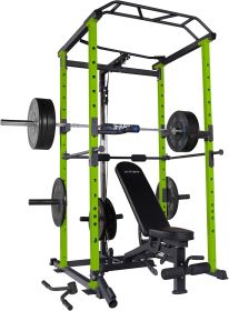 210lb Green Home Gym Set Multi-functional Power Cage, Home Adjustable Pullup Squat Rack 1000Lbs Capacity Comprehensive Fitness Barbell Rack 210lb Green Home Gym Set Multi-functional Power Cage, Home Adjustable Pullup Squat Rack 1000Lbs Capacity Comprehensive Fitness Barbell Rack